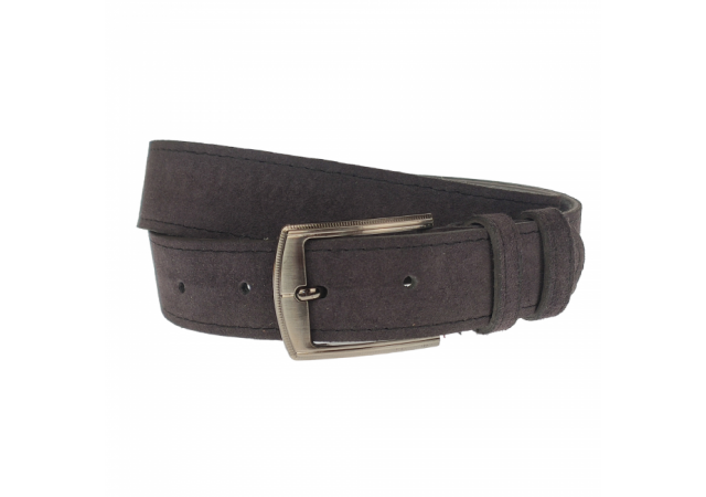 Curea barbati, casual-eleganta, din piele naturala intoarsa, latime 3.5 cm, gri - CL002